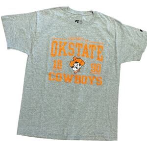 OSU Oklahoma State University Adult Size Large Gray Short Sleeve Logo Shirt